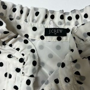 J Crew Womens Tank Top White Size 6 V Neck Sleeveless Polka Dot Front Button